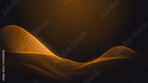 Dot orange wave light screen gradient texture background. Abstract  technology big data digital background. 3d rendering.