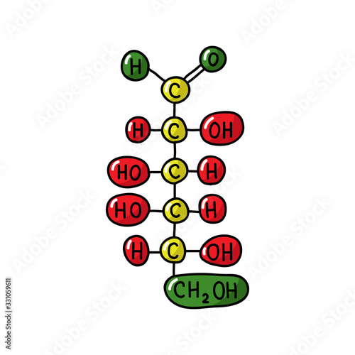 carbohydrate, galactose chemical formula doodle icon, vector illustration