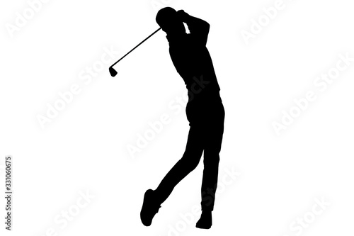 isolated view of young man playing golf photo
