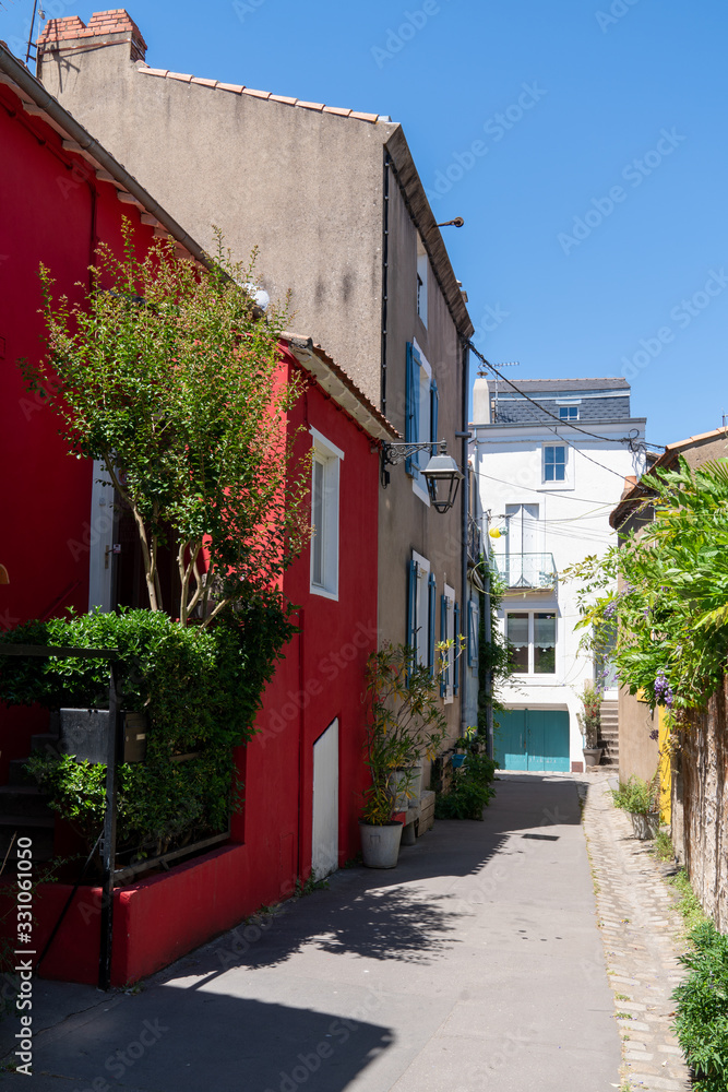 colorful street house in Trentemoult village in France