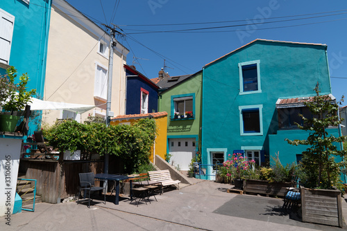 Trentemoult village with colorful houses nantes city in France