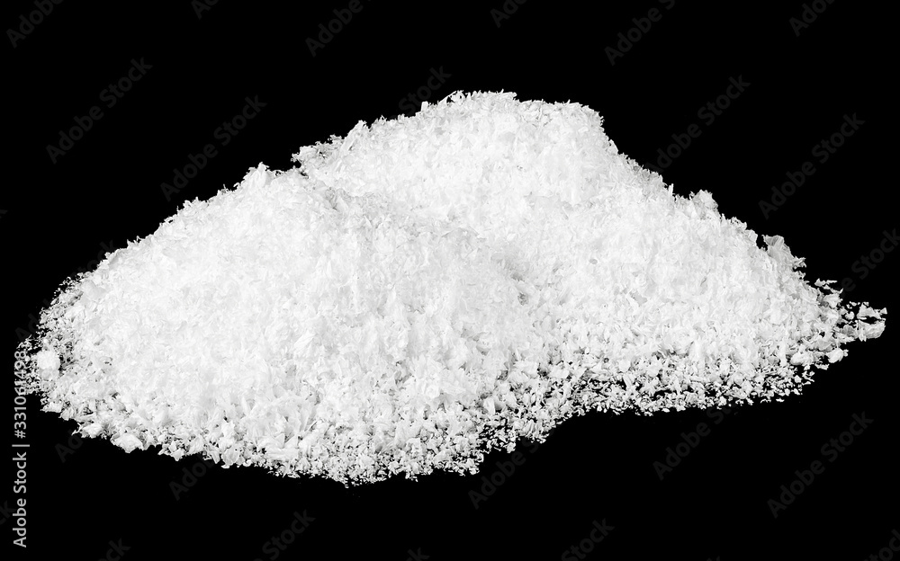 White snow isolated on a white background. Snowdrift.