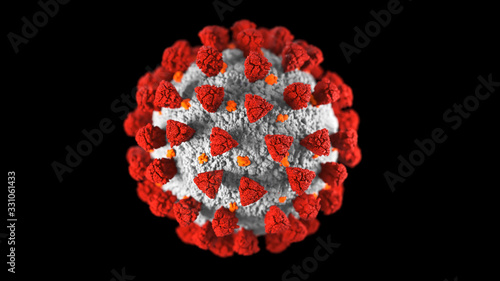 coronavirus with red spikes. 3d rendering