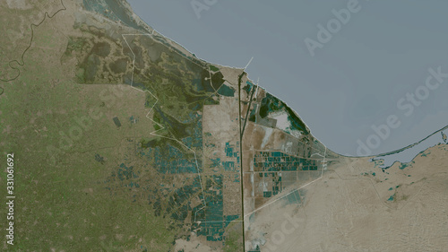 Billede på lærred Bur Sa'id, Egypt - outlined. Satellite