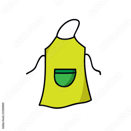 kitchen apron doodle icon, vector illustration