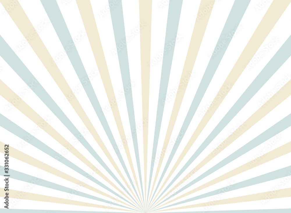 Sunlight rays background. powder blue and beige color burst background.