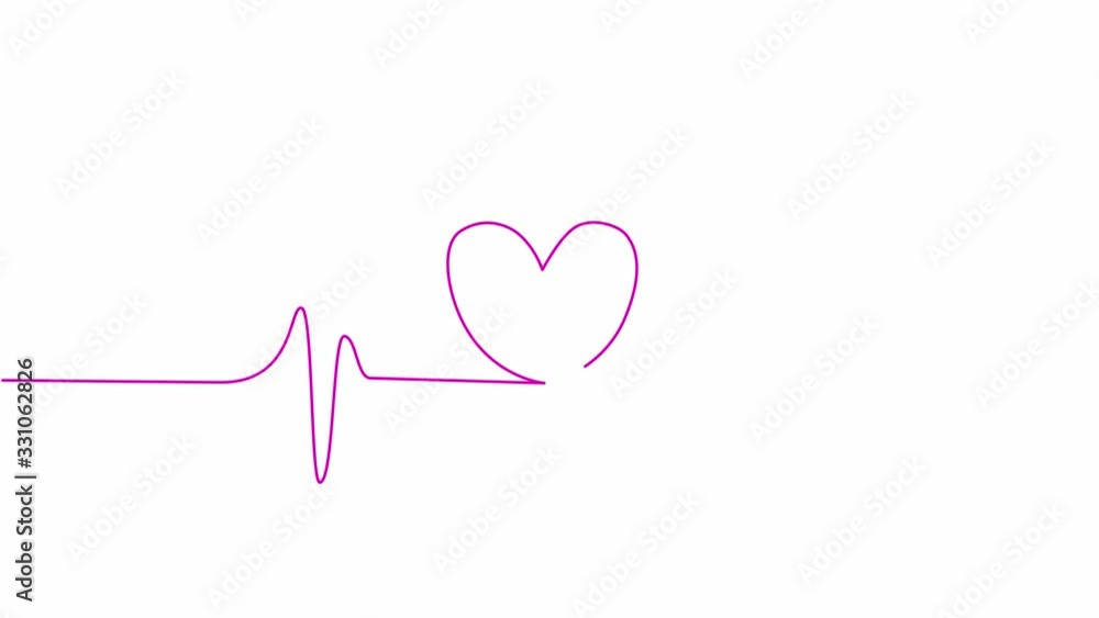 animation Single solid line art cardiogram anatomical human heart silhouette. Healthy medicine and love concept one sketch outline design. animation Single solid line art cardiogram anatomical human heart silhouette. Healthy medicine and love concept one sketch outline design.