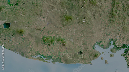 San Miguel, El Salvador - outlined. Satellite