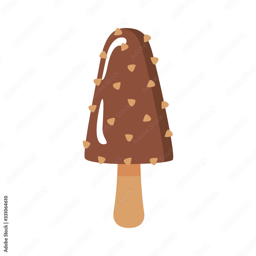 delicious ice cream in stick with chips flat style icon delicious ice cream in stick with chips flat style icon