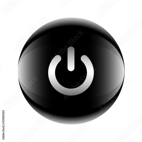 Power icon black-white in the form of a ball. Vector eps 10