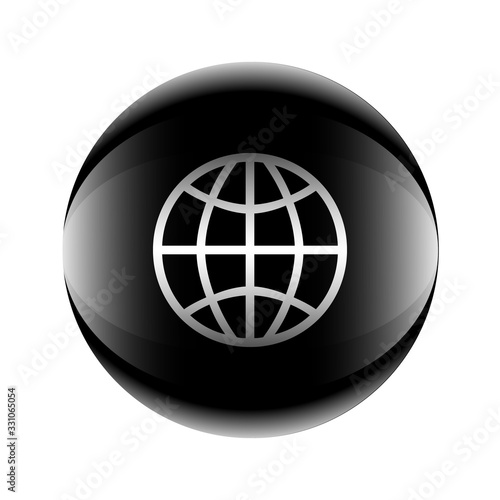 World icon black-white in the form of a ball. Vector eps 10