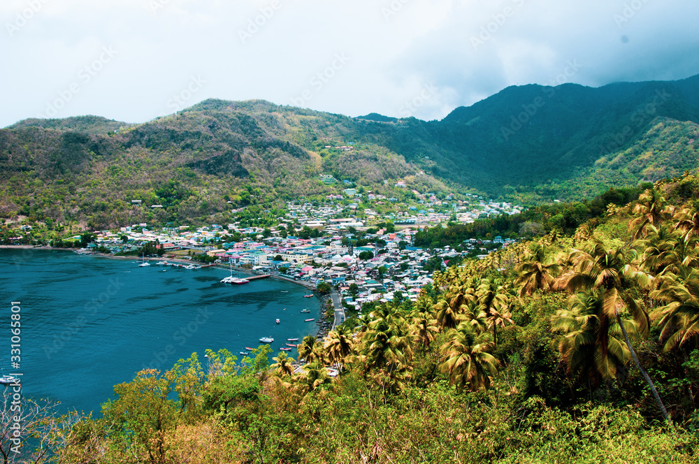 view of the bay in St Lucia, Caribbean