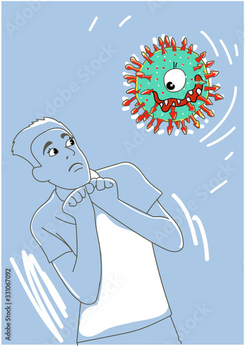 Frightened Man Looking At Coronaviridae