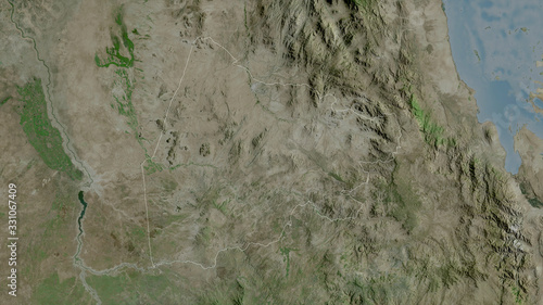 Gash Barka, Eritrea - outlined. Satellite photo