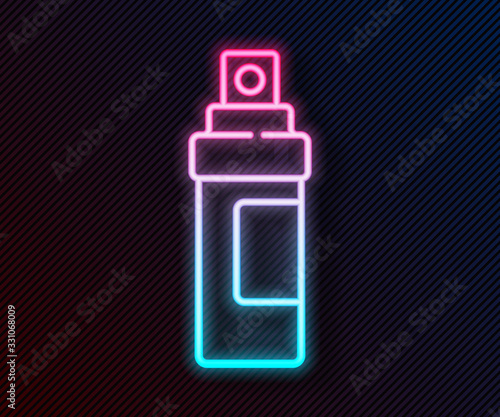 Glowing neon line Perfume icon isolated on black background. Vector Illustration