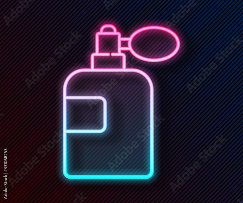 Glowing neon line Perfume icon isolated on black background. Vector Illustration