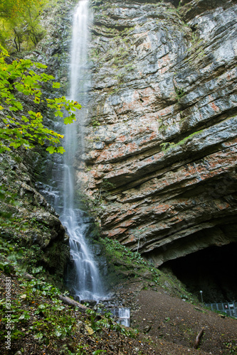 Waterfall in Zeleni vir trip place near Skrad in Croatia