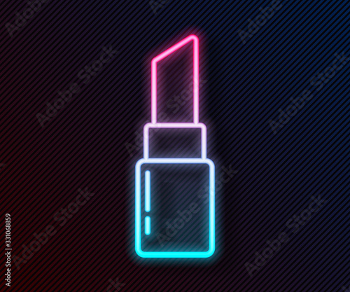 Glowing neon line Lipstick icon isolated on black background. 8 March. International Happy Women Day. Vector Illustration