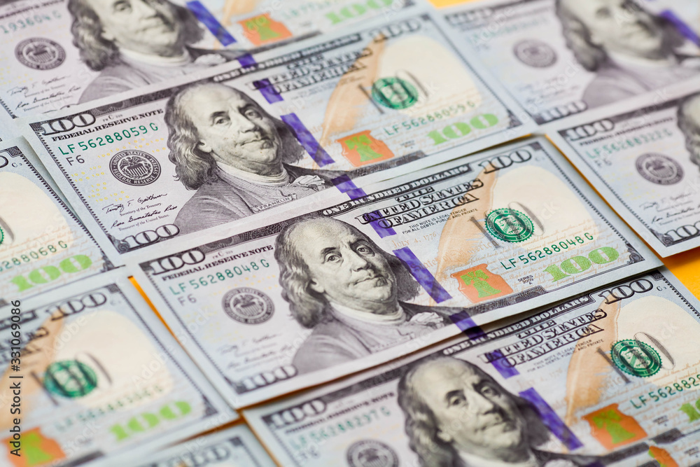 Closeup American dollars banknotes background. Closeup American dollars banknotes background.