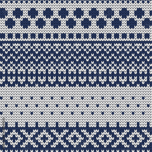 Knitted seamless abstract geometric pattern with fair isle elements