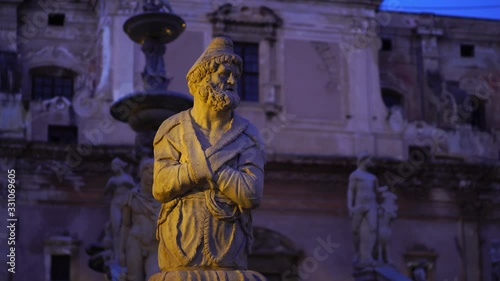 Wallpaper Mural Marble statue, Piazza Pretoria fountain sculptures. Palermo, Sicily, Italy. Summer tourism landmark & family travel destination in Europe. Torontodigital.ca