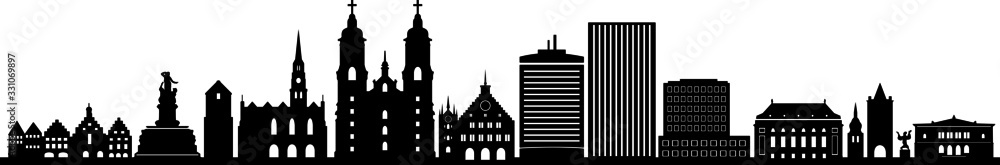 St. Gallen City Switzerland Skyline Silhouette Cityscape Vector St. Gallen City Switzerland Skyline Silhouette Cityscape Vector