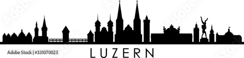 Luzern City Switzerland Skyline Silhouette Cityscape Vector