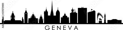 Geneva City Switzerland Skyline Silhouette Cityscape Vector