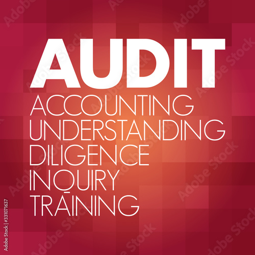 AUDIT - Accounting, Understanding, Diligence, Inquiry, Training acronym, business concept background