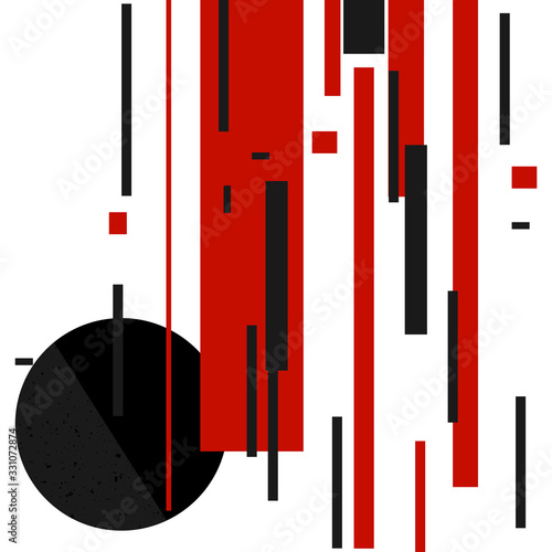 Vector abstract black and red shapes Constructivism Art style design. Geometric figures creates futuristic compostion. photo
