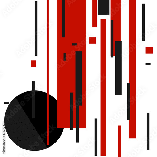 Vector abstract black and red shapes Constructivism Art style design. Geometric figures creates futuristic compostion.