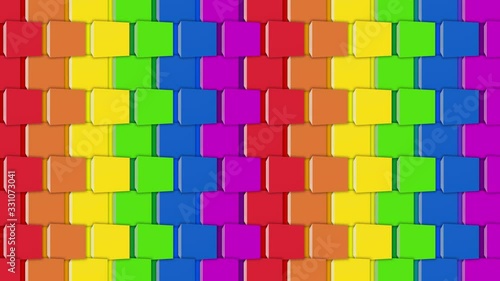 Loop able LGBT rainbow hexagonal grid shape pattern wall footage background.