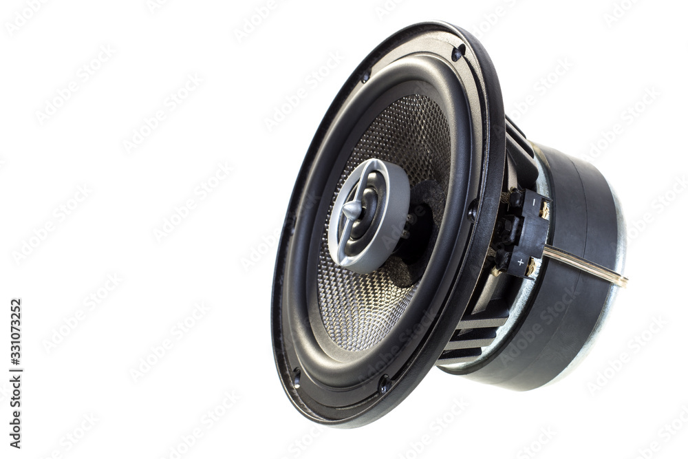 car Acoustic speaker isolated on white background car Acoustic speaker isolated on white background