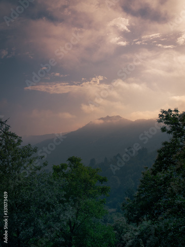 Montain during sunset