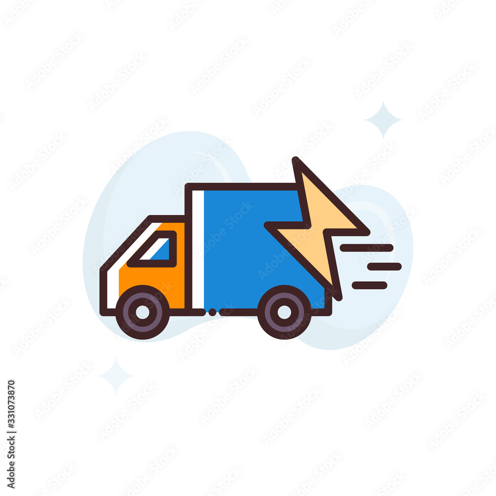 Fast Delivery Vector Icon Filled Outline style illustration. Fast Delivery Vector Icon Filled Outline style illustration.