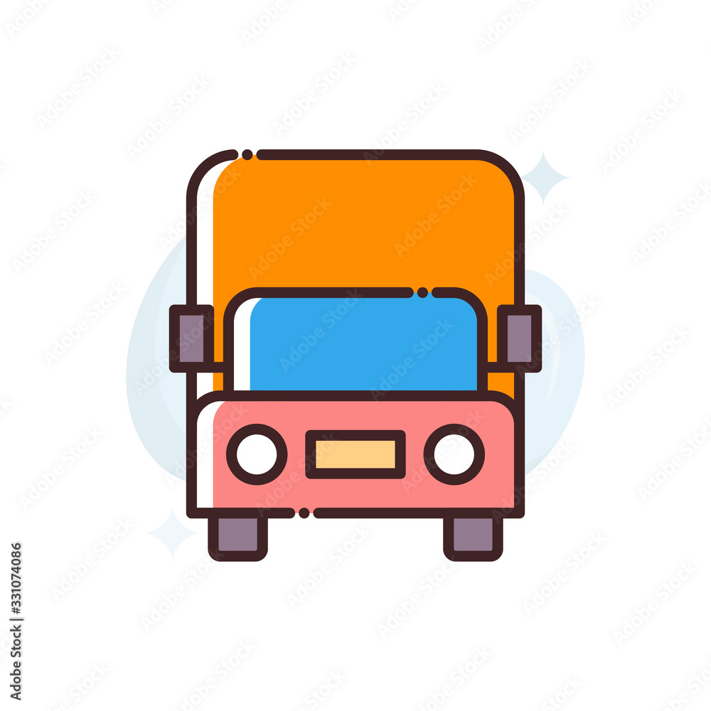 Cargo Truck Vector Icon Filled Outline style illustration. Cargo Truck Vector Icon Filled Outline style illustration.