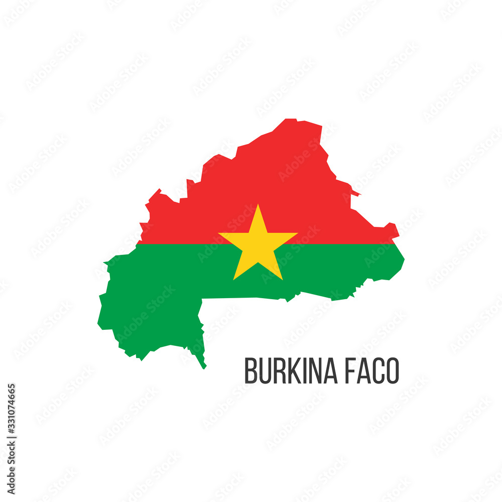 Fototapeta premium Burkina faco flag map. The flag of the country in the form of borders. Stock vector illustration isolated on white background.