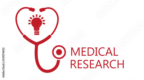 Vector illustration with stetoscope and edison light bulb.