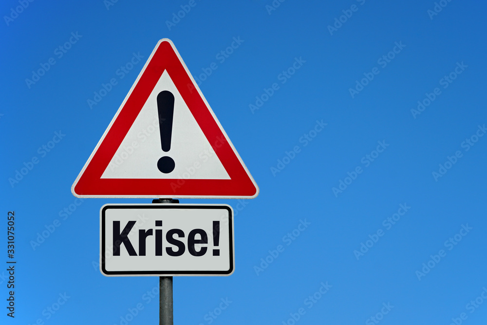 Krise Warnung mit Achtung Schild und Textfreiraum Krise Warnung mit Achtung Schild und Textfreiraum