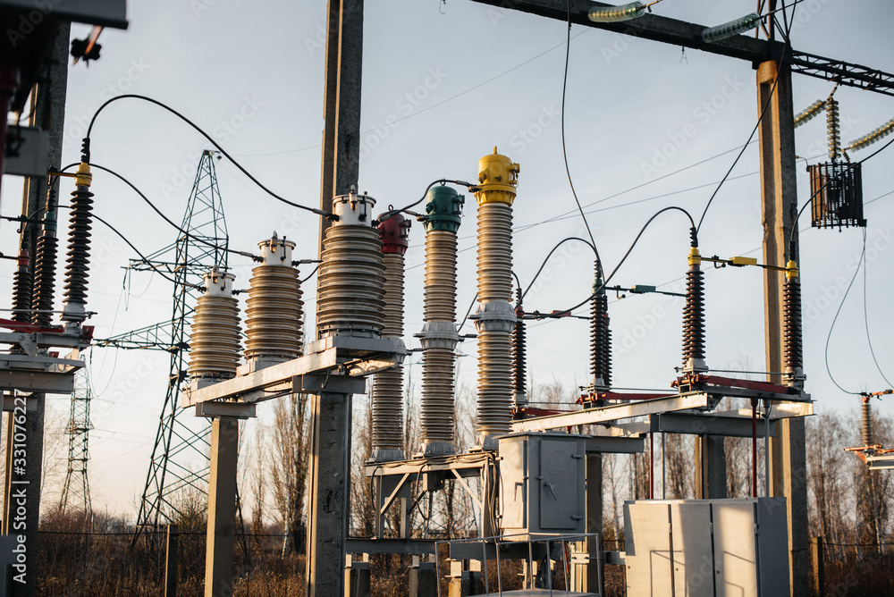 Electrical substation equipment. Transformers, disconnectors. Power