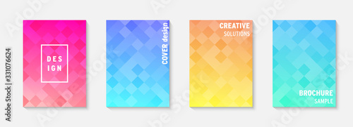 Set of minimal covers vector design. Colorful gradient. Cool modern gradient background design. Cover layout template. Minimal poster template. Modern abstract vector illustration. Geometric poster.