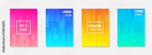 Set of minimal covers vector design. Colorful gradient. Cool modern gradient background design. Cover layout template. Minimal poster template. Modern abstract vector illustration. Geometric poster.