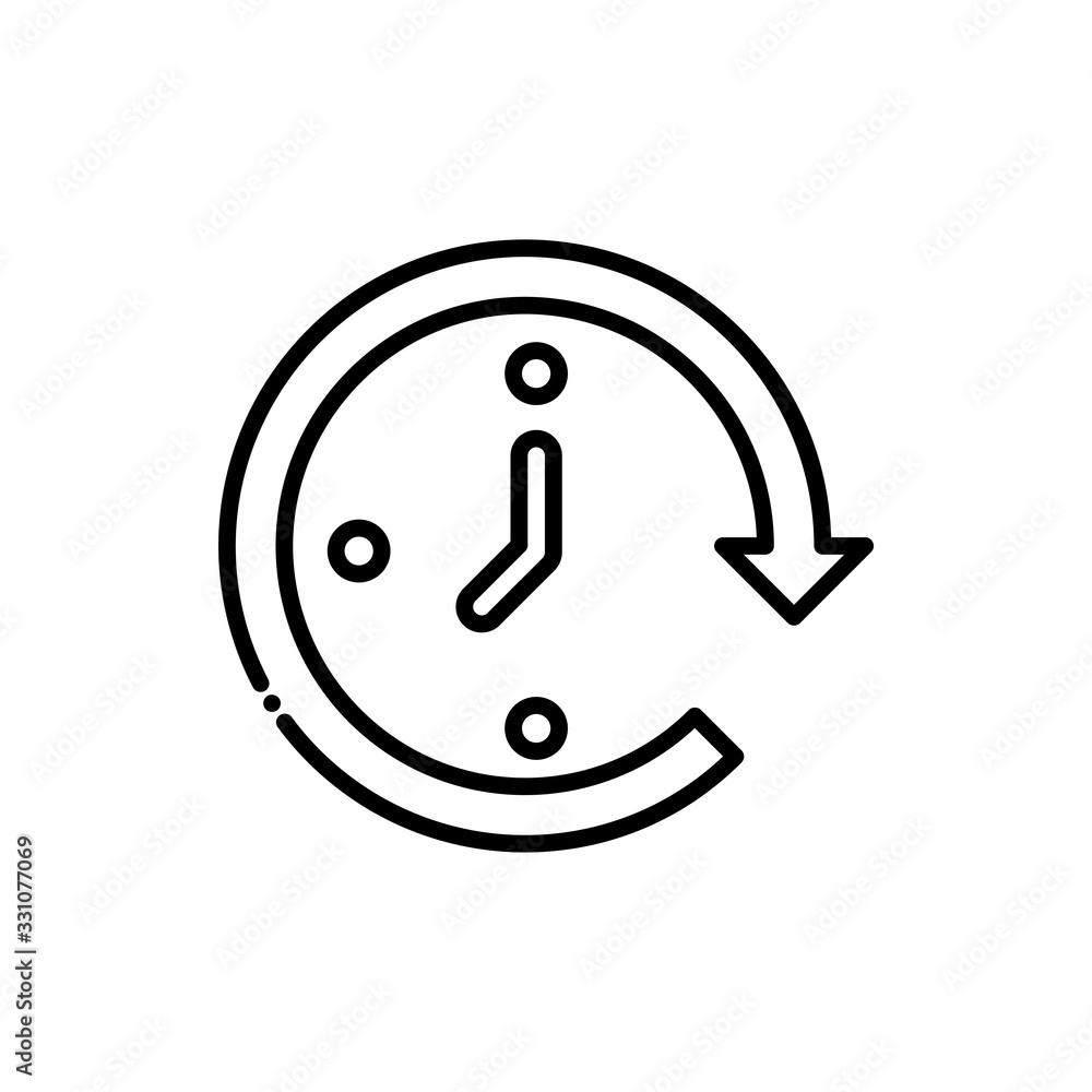Round The Clock Vector Icon Line style illustration. Round The Clock Vector Icon Line style illustration.