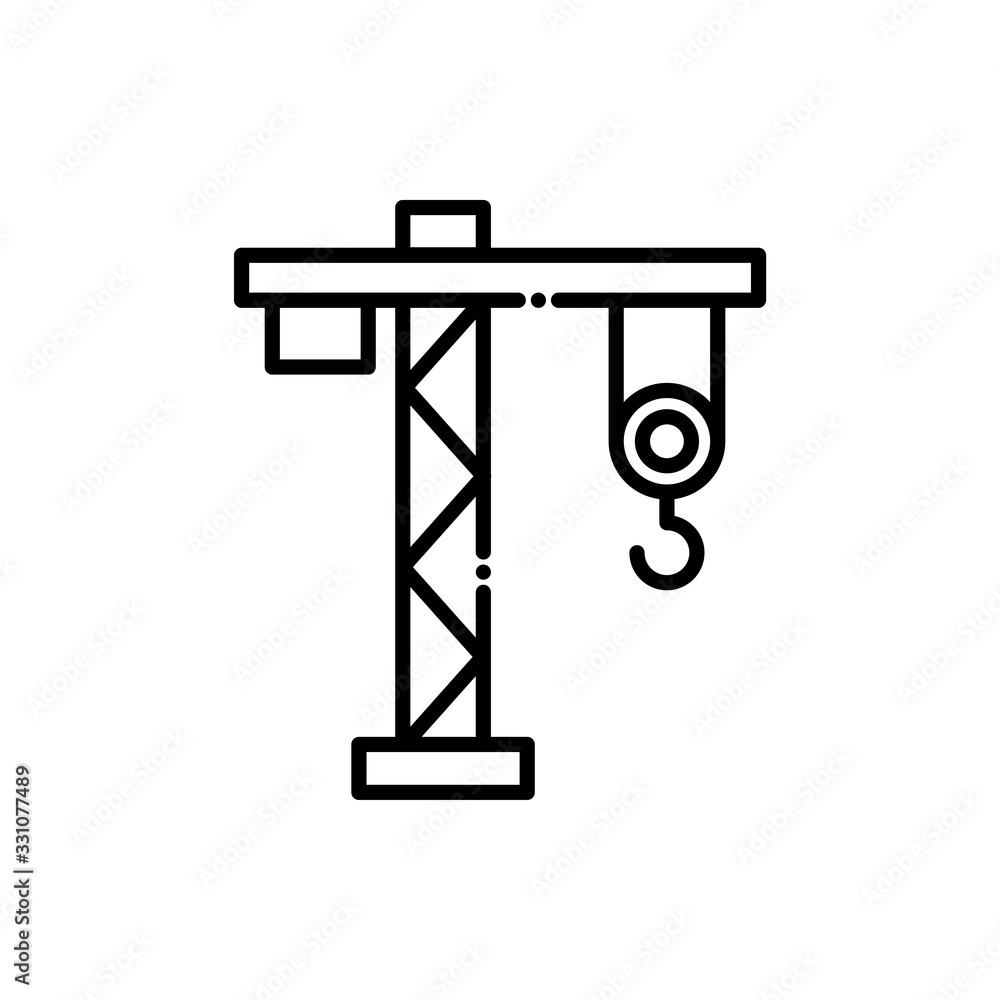 Tower Crane Vector Icon Line style illustration. Tower Crane Vector Icon Line style illustration.