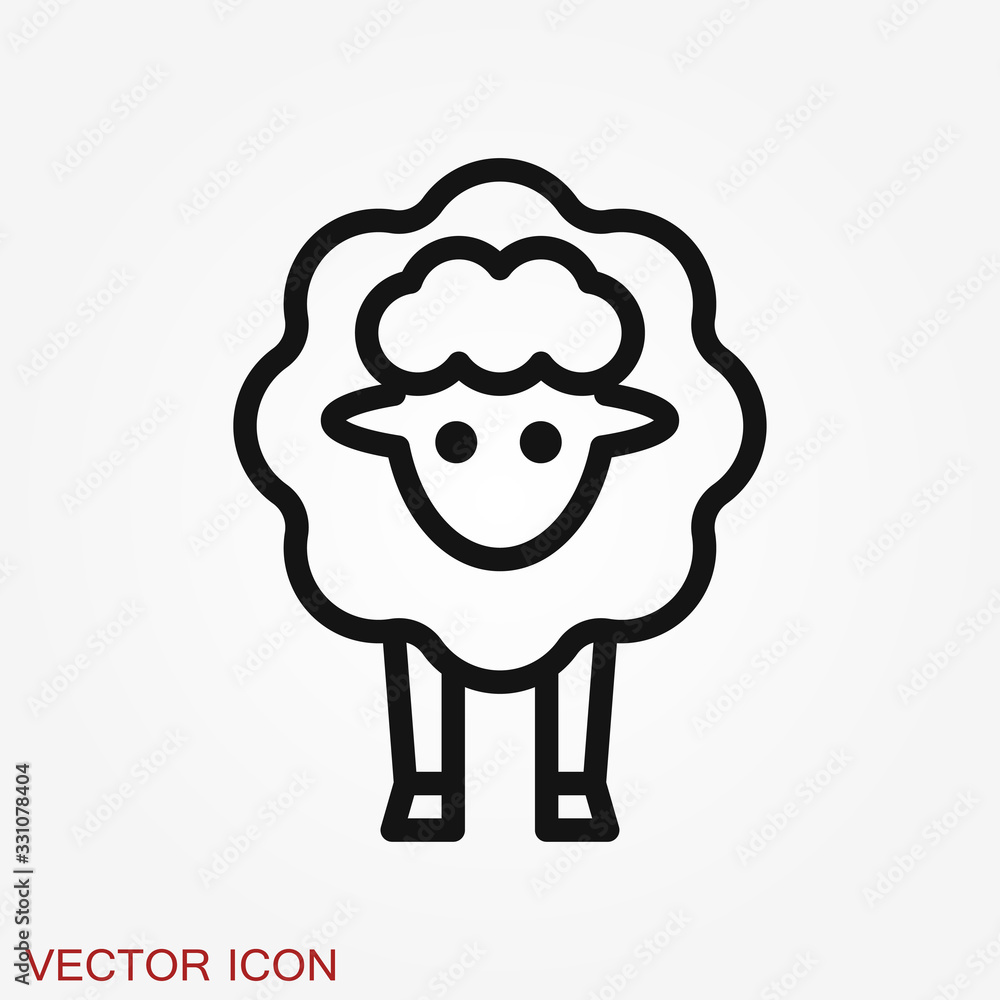 Fototapeta premium Lamb vector icon. Symbol of sheep on a background