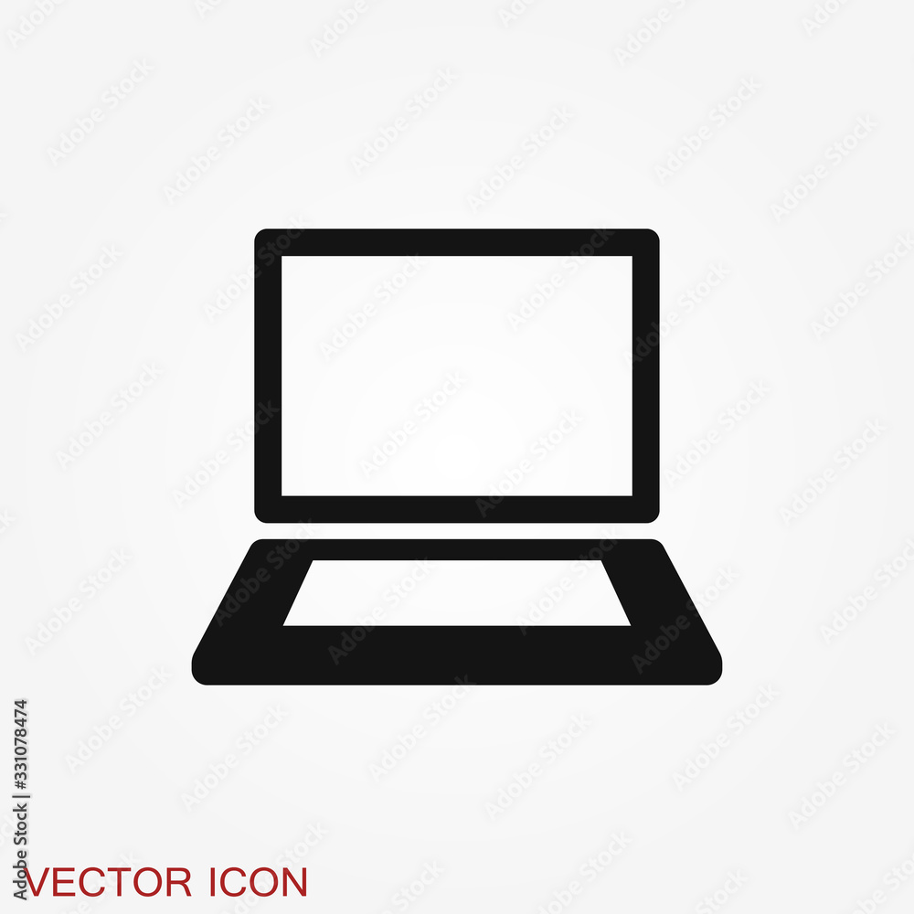 Laptop vector icon, vector illustration, flat design Laptop vector icon, vector illustration, flat design