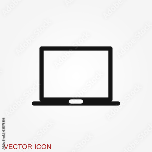 Laptop vector icon, vector illustration, flat design