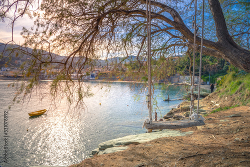 Fototapeta Naklejka Na Ścianę i Meble -  The small village with unique beaches and famous resort of Agia Pelagia, Heraklion, Crete, Greece.