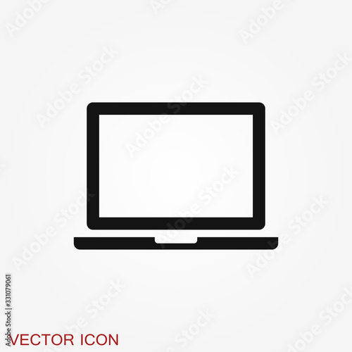 Laptop vector icon, vector illustration, flat design