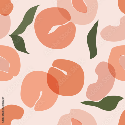 Seamless pattern with plum. Vector hand draw